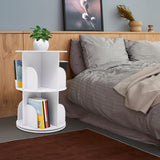 DDBESSIC 2-Tier 360° Rotating Bookshelf Tower for Small Spaces - White Display Shelf DDBESSIC