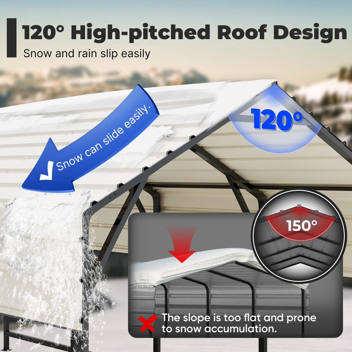 ADVANCE OUTDOOR Metal Roof Carports Kits 10x15 ft Heavy Duty Steel Car Canopy Hard Top Garage, White ADVANCE OUTDOOR