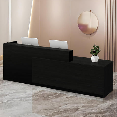 Modern Reception Desk with Storage Drawers and Open Shelves, 47-95 Inch Front Counter Table for Office, Salon, Lobby, Retail Store, or Home Workspace Left/Black 47" Wx23.6 Dx39.4 H LSZMXI
