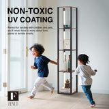 FENLO Fancy - 64" Display Shelf with Lights, LED Shelf Floor Lamps for Living Room, Sturdy Corner Shelf Curio Cabinet Display, Tall Floor Lamps with FENLO