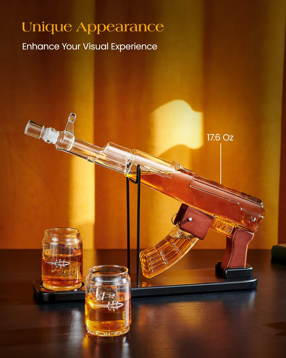 Birthday Gifts for Men Dad, Kollea Whiskey Decanter Sets for Men - Gun Decanter, Detachable Magazine & 2 Bullet Shot Glasses, Liquor Dispenser for Bar, Anniversary Military Alcohol Present for Brother Kollea