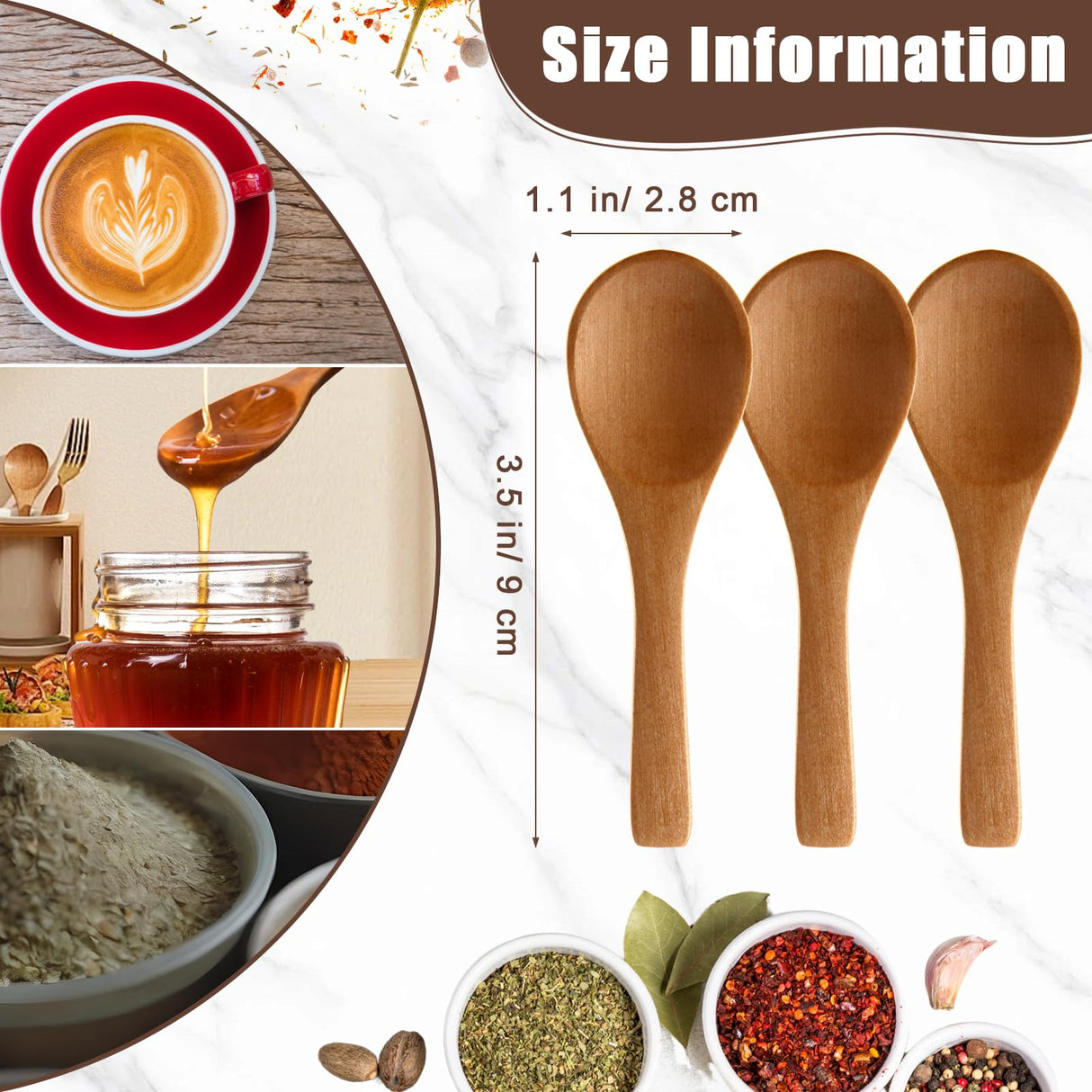 Boao 50 Pcs Small Wooden Spoons, 3.5'' L, Mini Wood Spoons Bulk Nature Tiny Spoons Little Wooden Teaspoons for Jars Sugar Creamer Honey Spices Salt Kitchen Supplies Boao