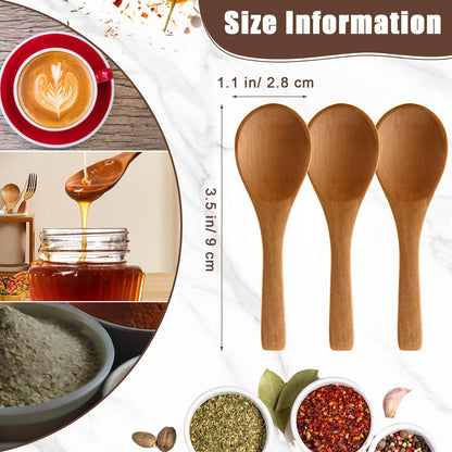 Boao 50 Pcs Small Wooden Spoons, 3.5'' L, Mini Wood Spoons Bulk Nature Tiny Spoons Little Wooden Teaspoons for Jars Sugar Creamer Honey Spices Salt Kitchen Supplies