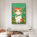 Yezavesu Framed Paint by Numbers Kit for Adults Beginner & Kids Ages 8-12, Cat Paint by Numbers with Frame, DIY Number Painting for Adults Orange Cat for Home Wall Decor Gift 8X 12 inch Yezavesu