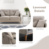 SoarTalent 56.7" Loveseat Sofa Small Couch Fabric Upholstered 2-Seat Sofa with USB Port for Small Place, Apartment, Living Room,Office(Light Grey) SoarTalent
