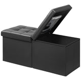 AmasSmile Footrest Ottoman Bench with Storage,34Inch Black Leather Footstool, Coffee Table, Padded Seat, Storage Chest,Blanket Store with Flipping Lid for Livingroom and Bedroom AmasSmile