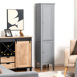 Tangkula 5-Tier Freestanding Grey Bathroom Storage Cabinet with Doors and Shelves Tangkula