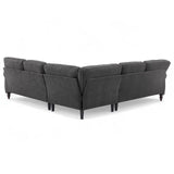 ONBRILL 101" L Shaped Couch, Sectional Corner Sofa with Rolled Arms, 5 Seater Chenille Fabric Couch w/Springs Seat Cushion, Wooden Legs, Comfy Oversized Sofa for Living Room, Apartment, Grey ONBRILL