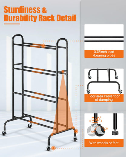 AHOWPD 3D Printer Filament Storage Rack - 4 Tier Rolling Filament Spool Holders Racks with Wheels, Heavy Duty Metal Shelf for PLA/ABS/TPU, Filaments Organzied for 3D Printing Studio, Office Workshop