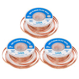 SRA Soldering Wick with Flat Woven Copper Desoldering Braid Strip and No Clean Flux for Easy Damage-Free Solder Removal - 3 Pack 10 Foot Solder Wick Spool SRA Soldering Products