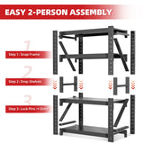 Welfiya 48" W Garage Shelving,4-Tier Heavy Duty Storage Shelves Unit with Adjustable Metal Shelf for Warehouse,Basement,Workshop,4000LBS,48" W x 20" D x 79" H,Black Welfiya