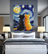 GLAECYY Latch Hook Kits Rug Crochet Yarn Kit Cushion with Starry Night Cat Colour Pre-Printed Canvas Rug Needlework DIY Hook and Latch Kit Christmas Home Decoration20.5''X15''(cat) GLAECYY