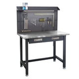 Seville Classics UltraHD Heavy Duty Commercial Lighted Workcenter w/Pegboard, 500 lbs. Weight Capacity for Garage, Warehouse, Workshop, Stainless Steel Top, Graphite, 48" W x 24" D x 65.5" H Seville Classics