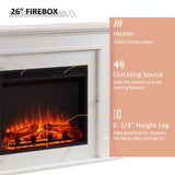 LegendFlame Fireplace Suite Cathrine, 47 Inch Mantel Surround, Cream White with Snow White Marble Finish, with 26 Inch Electric Fireplace Insert, 750W/1500W Heater, Weekly Timer, Remote Control Legend Flame