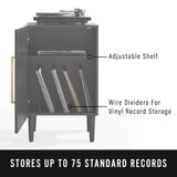 Crosley Furniture Everett Record Player Stand with Storage for Vinyl Records, Matte Black Crosley Furniture