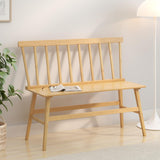 Wisuce Essentials Bamboo Dining Bench, Black Entryway Bench with Spindle Back Farmhouse Wood Windsor for Foyer Balcony Living Room (Nature) (Nature) Wisuce Essentials