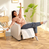 Massage Recliner Chair, Single Sofa Chair with Remote Control, Chair Recliner, Lazy Boy Recliner Chair, Living Room Recliners with Pu Leather Padded Seat Backrest, Recliner Chairs for Adults, Beige MKDLUFEI