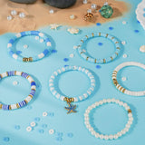 Gionlion Clay Beads for Bracelets, Blue Clay Beads Bracelet Making kit with Golden Pearl Beads for Jewelry Making, Beach Charms Bracelet Kit and Crafts DIY Gifts for Women Beach Fashion Gionlion