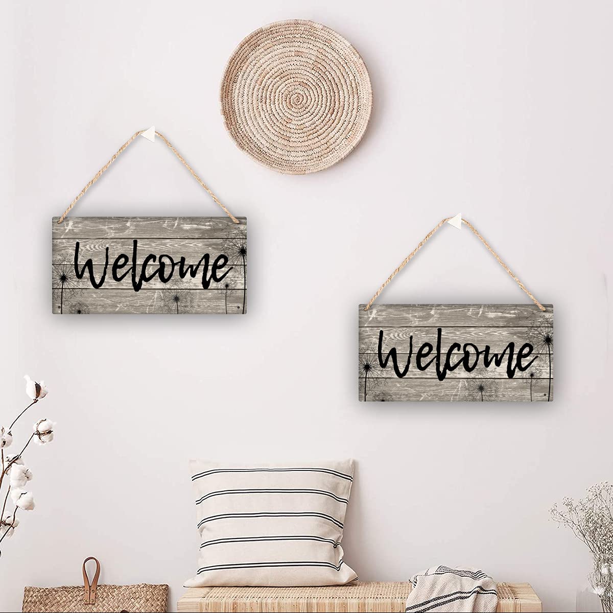 Interchangeable Welcome Sign for Front Door Decor - Rustic Wood Hanging Sign Farmhouse Porch Home Hanging Plaque Decor,Hanging Welcome Sign for Holiday Harooni
