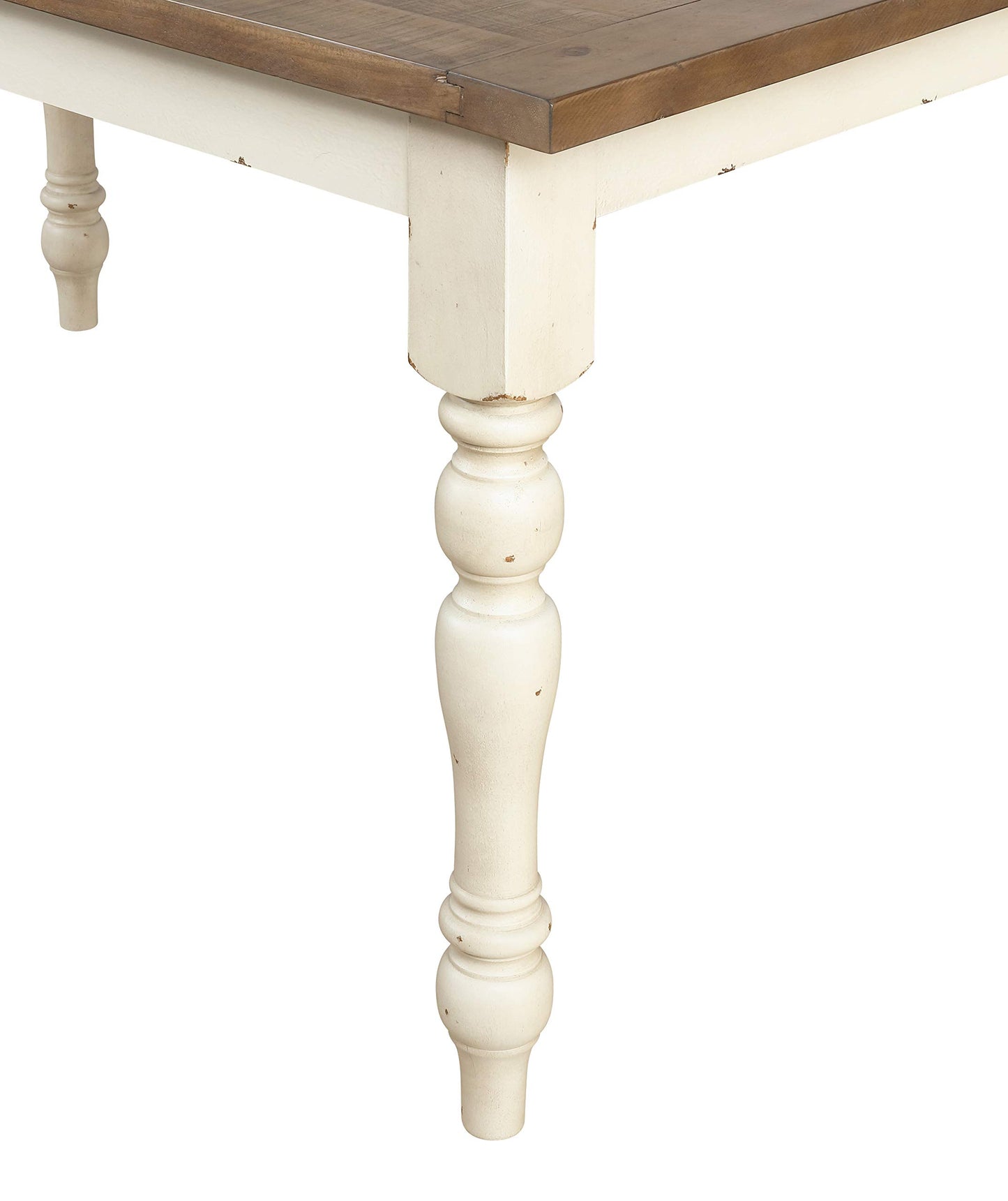 Roundhill Furniture Prato Two-Tone Finish Wood Dining Table, Antique White and Distressed Oak - WoodArtSupply