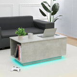 HOMMPA Lift Top Coffee Table with Charging Station Grey Led Coffee Table with Storage Hidden Compartment Modern Coffee Table with Lift Top Center Table with 16 Color LED Light for Living Room 17.7" H HOMMPA