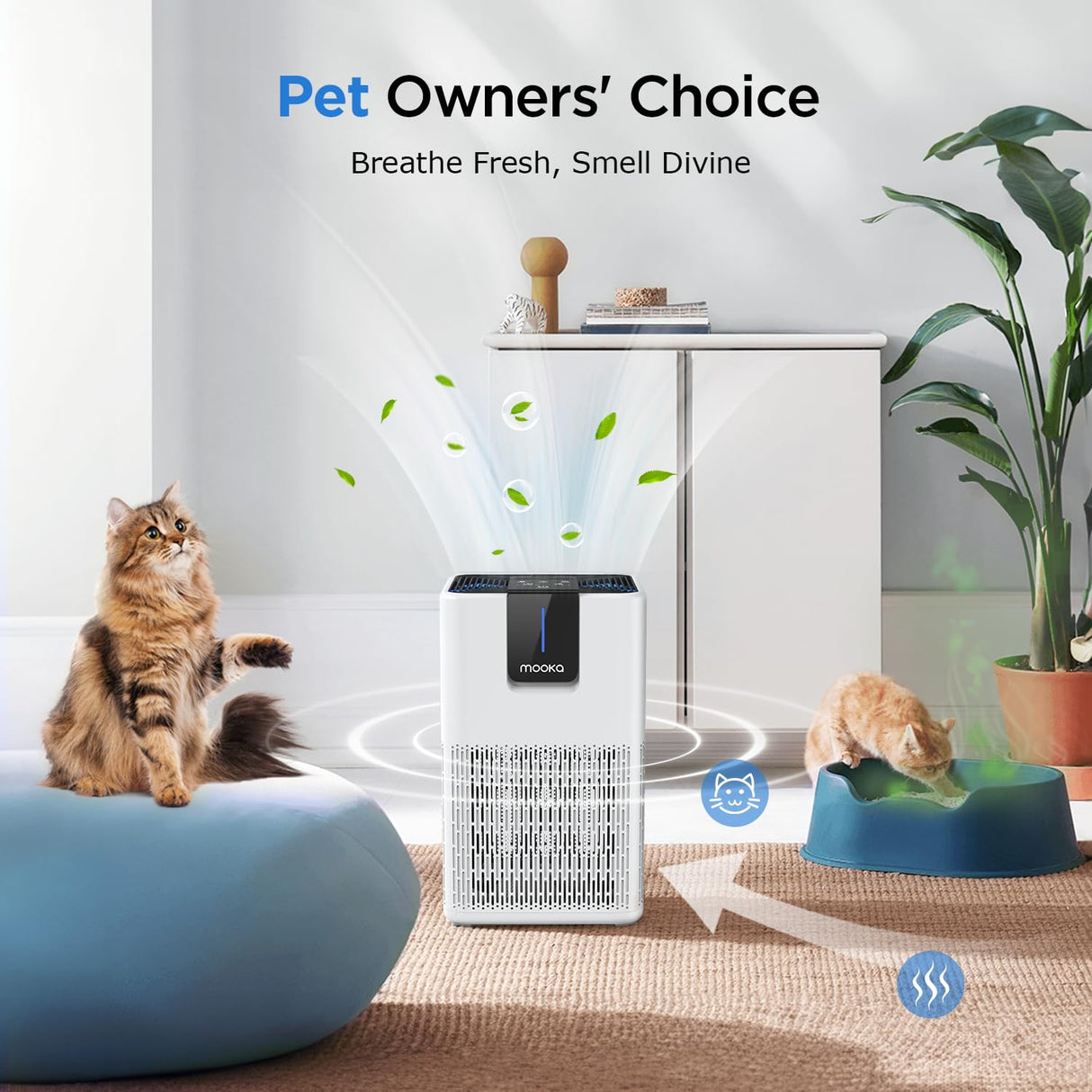 Air Purifiers for Home Large Room Up to 1250 Ft², MOOKA H13 HEPA Air Purifier for Pets Dust Odor Smoke, Aromatherapy Function, Air Cleaner with 15dB Quiet Sleep Mode for Bedroom Office Living Room MOOKA