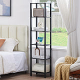 YUFAM 66in Tall Bookshelf 6-Tier Small Narrow Bookcase, Skinny Book Shelf for Small Space, Farmhouse Slim Shelf with Storage, Wood Freestanding Display Thin Bookshelves for Living Room, Office, Black YUFAM