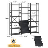 DurayLoly Bookshelves and Bookcases 6 Tiers,Triple Wide Industrial Bookshelf, Large Etagere Bookshelf for Living Room, Home Office Rustic Brown DurayLoly