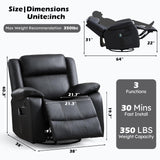 ANJ Swivel Rocker Recliner Chair, Manual Rocking Glider Massage Recliner with Heat, Overstuffed PU Leather Big Large Recliner for Living Room Bedroom Nursery ANJ