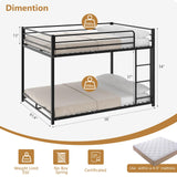 JOYMOR Metal Bunk Bed Full Over Full, Twin Size Bed Frame for Boys Girls, Junior, Low Profile Bunk, Space Saving Design, Mattress Not Included (Black) JOYMOR