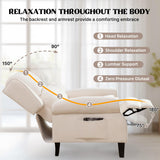 YUUIJOAA Pushback Recliner Chair, Fabric Armchair Push Back Recliner with Adjustable Footrest and Side Pocket, Comfy Wingback Accent Chair Reclining Sofa for Living Room, Bedroom, Beige YUUIJOAA