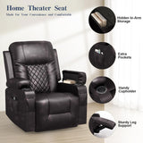 FURNIMAT Recliner Chairs for Adults, Massage Rocker with Heated Modern Ergonomic Lounge 360 Degree Swivel Single Sofa Seat Living Room Lounge Recliners Brown FURNIMAT