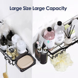 NESOMI Shower Caddy Adhesive Shower Organizer Rustproof Stainless Steel Bathroom Shelves, Large Capacity No-Drill Rack Storage Accessories with Soap Dish Toothbrush Holder & 16 Hooks Home Decor Black NESOMI