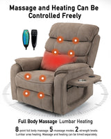 Power Lift Lazy Boy Recliner Chair, 2 Motor Flat Recliner, Nursing Lift Chair with Massage and Lumbar Heating, Adult Power Recliner with Side Pockets, Folding Table, Remote Control HBUI