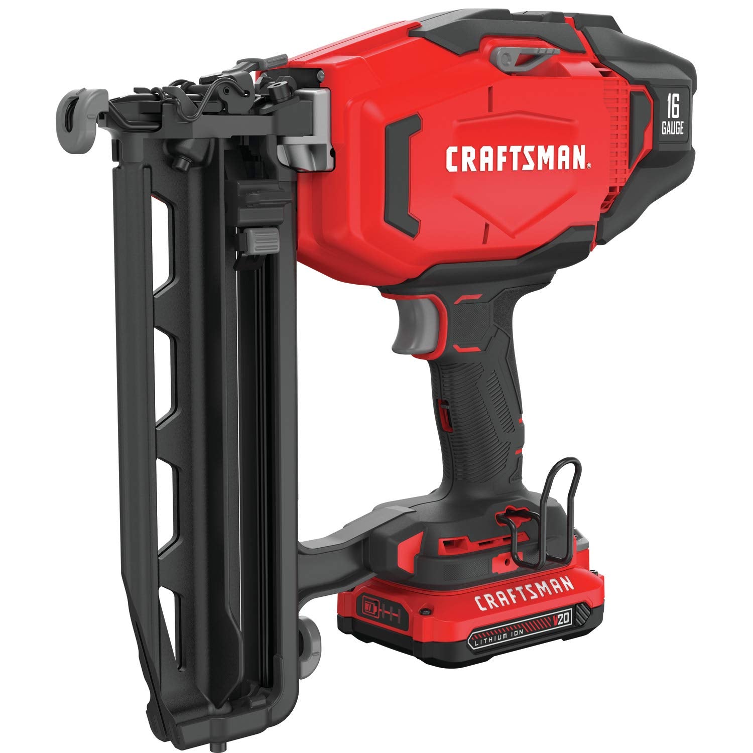 CRAFTSMAN V20 Cordless Finish Nailer Kit, Nail Gun, 16GA, 2-1/2 Nails, Battery and Charger Included (CMCN616C1) - WoodArtSupply