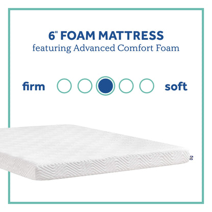 Sealy - Memory Foam Bed in a Box – 6 Inch, Low Profile, Medium Feel, Full Size, CertiPur-US Certified, White