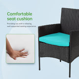 4 Pieces Conversation Set Modular Outdoor Furniture Set Water Resistant Patio Wicker Furniture Set with 3 Rattan Chairs 1 Tempered Glass Topped Table Seat Cushions for Patio Balcony Poolside, Blue PayLessHere