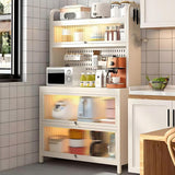 Voclym Bakers Rack with Wheels, 5-Tier Coffee Bar with Wheels, Microwave Stand with Storage, Kitchen Shelves for Kitchen Pantry, Storage Room, White Voclym