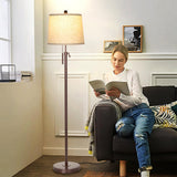 JUNNAI Modern Floor Lamp Adjustable Height Standing Lamp Tall Lamp with 3 Color Temperatures Floor Lamps for Living Room Bedroom Office Beige Shade Bulb Included-Brown JUNNAI