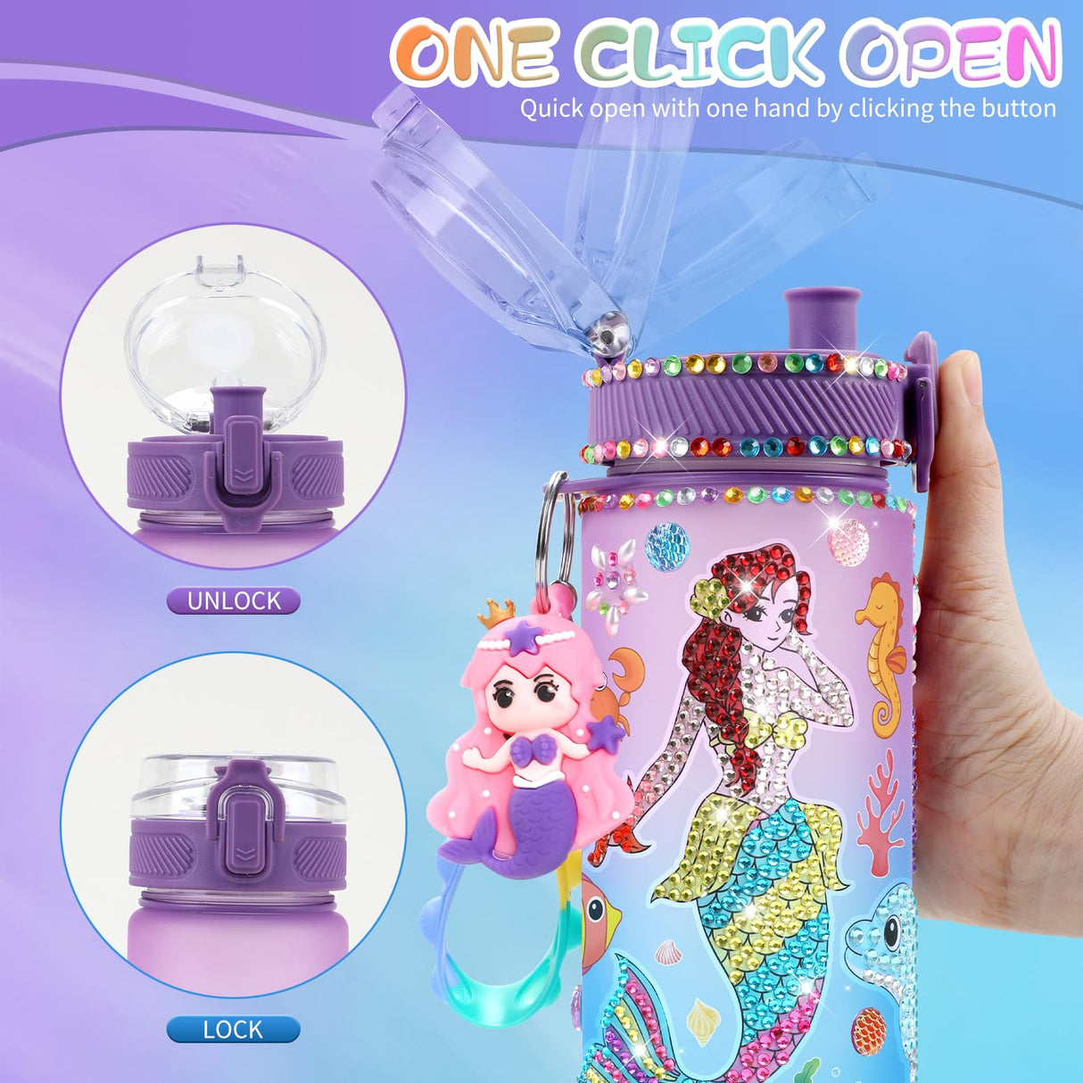 PERRYHOME Decorate Your Own Mermaid Water Bottle Kits for Girls, Mermaid Toys for Girls Age 4-10 Painting Crafts Kit, Fun Arts Kits 6-12 Year Old Toddler Girls Birthday Christmas Gifts Toys PERRYHOME