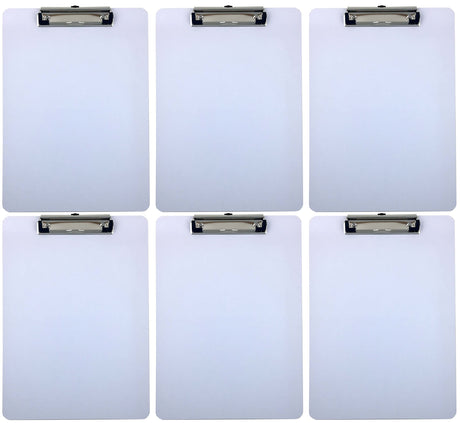 Clipboard Dry Erase Surface 9'' x 12.5'' Letter Size Low Profile Clip Whiteboard (Pack of 6) Trade Quest