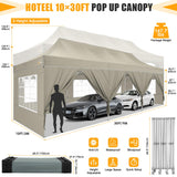 HOTEEL Tents for Parties 10x30 Pop Up Canopy Tent Heavy Duty with 8 Sidewalls, Commercial Party Tent Event Wedding Instant Canopy Waterproof with Carry Bag, UV 50+, Thicked Hexagonal Legs, Khaki Hoteel