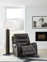 Signature Design by Ashley Trumble Modern Faux Leather Manual Rocker Recliner with Track Arms, Gray Signature Design by Ashley