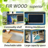 GROWRKS Potting Bench Outdoor Potting Table—All-Weather Kids Solid Wood Garden Work Station with Sink、Drawing Board、Shelves, Weather Proof（Blue, Large） GROWRKS