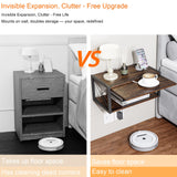 2-Tier Floating Nightstand, Wall Mounted Bedside Table, Wood Bedside Shelf Wall Mounted Nightstand, Floating Bedside Table Wall Shelf for Bedroom, Living Room, Kitchen, Office, Rustic Brown FNBAR