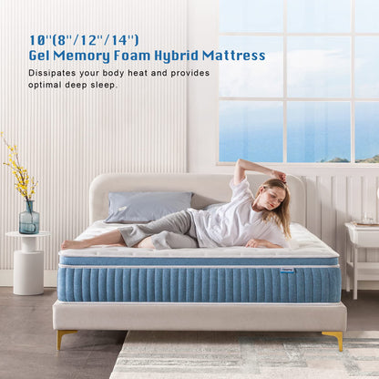 Rimensy Queen Mattress,14 Inch Queen Size Mattresses,Hybrid Mattress in a Box,Independent-Spring,Hybrid Mattress in a Box,Soft and Comfortable,CertiPUR-US Certified,60"*80"*14"