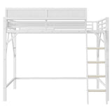 TEVUTEVU Queen Size Metal Loft Bed with Storage Shelves and Ladder, High Sleeper Bed with 400LBS Capacity for Kids Teens, White (White + Metal, Queen) TEVUTEVU