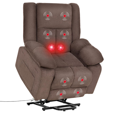 PayLessHere Electric Power Lift Recliner Chair with Massage and Heat, Standing Assistance for Elderly People, Extended Footrest Chair for Living Room Comfy Overstuffed Recliner PayLessHere