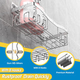 Youvip Adhesive Shower Caddy, No Drilling Bath Organizers 5 Pack, Rustproof Shelves with Soap Holder & Toothbrush Holder, Bathroom Organizers and Storage, Silver Youvip