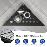 Bernkot 10'' Corner Shower Shelf w/Soap Holder, 304 Stainless Steel Grout in Shelf for Bathroom, Recessed Shelf Rack for Tiled Wall, No Drilling Needed (Black) Bernkot